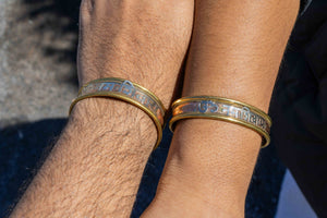 3 Mixed Metal Mantra Bracelet-Thick Rim