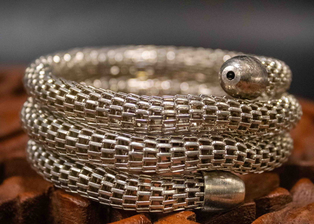 Adjustable Spiral Bracelet-White Metal
