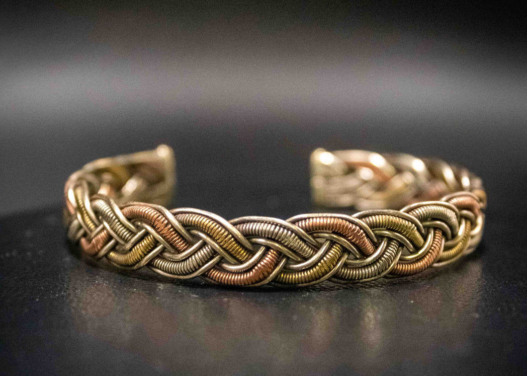 3 Mixed Metal Bracelet-Raised Braid