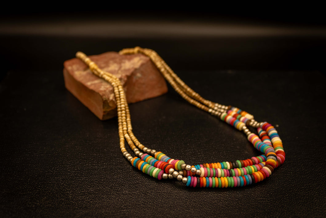 Yak Bone Beaded Spiritual Necklace- Multicolour