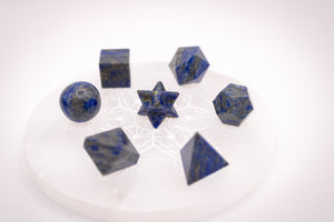 7 pcs Chakra Platonic Sacred Crystal Geometric Set-Lapis Lazuli