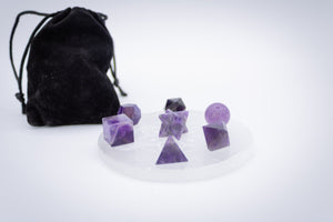 7 pcs Chakra Platonic Sacred Crystal Geometric Set-Amethyst
