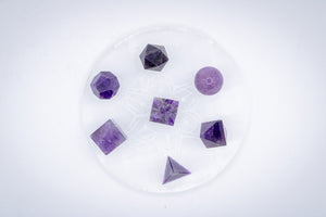 7 pcs Chakra Platonic Sacred Crystal Geometric Set-Amethyst
