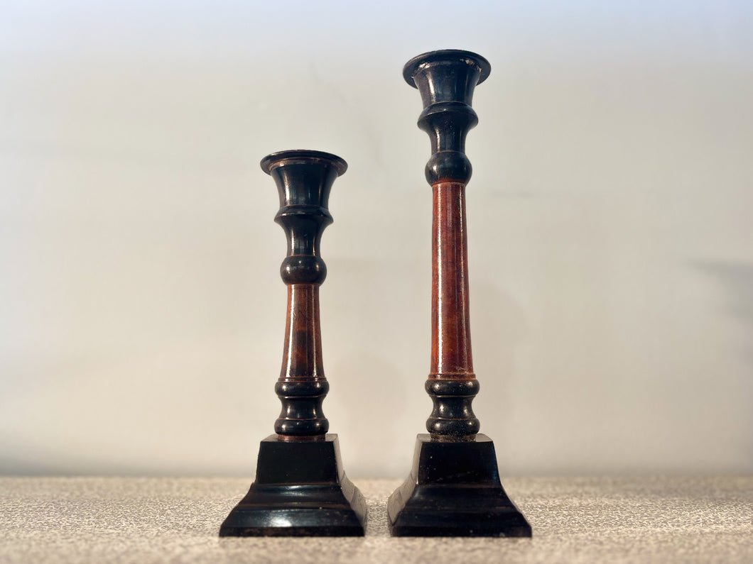 Antique Bronze Single-Branch Candle Holders-Dark & Red