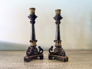 Antique Bronze Single-Branch Candle Holders-Duotone