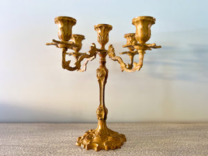 Victorian Bronze Five-Branch Candle Holders-Gold