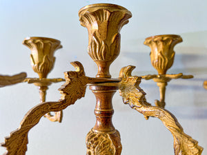 Victorian Bronze Five-Branch Candle Holders-Gold