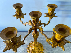 Victorian Bronze Five-Branch Candle Holders-Gold
