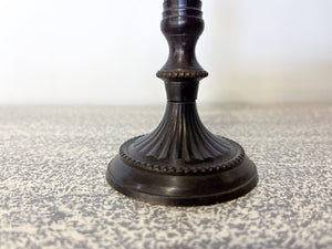 Antique Bronze Single-Branch Candle Holders-Ribbed Dark