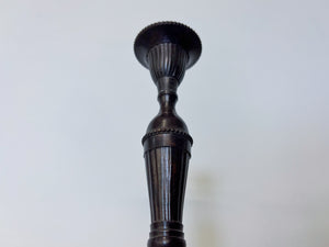 Antique Bronze Single-Branch Candle Holders-Ribbed Dark