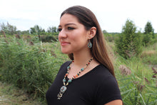 Load image into Gallery viewer, Vintage Mixed Material Necklace &amp; Earrings Set- Blue

