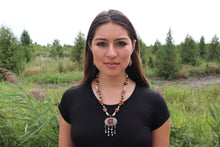 Load image into Gallery viewer, Vintage Mixed Material Necklace &amp; Earrings Set- Orange
