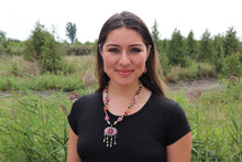 Load image into Gallery viewer, Vintage Mixed Material Necklace &amp; Earrings Set- Pink
