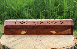 Elephant Wooden Box Incense Holder