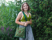Load image into Gallery viewer, Organic Hemp Cotton Medium Crossbody Bag-Turquoise Mandala
