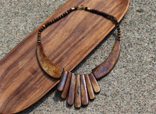 Load image into Gallery viewer, Vintage Yak (horn) Bone Necklace 7 Chakras- Dark Oxidized Bone
