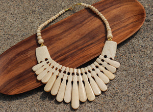 Vintage Yak Bone (Horn) Necklace- Slab Beaded