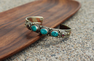 Turquoise & 3 Metal Healing Bracelet