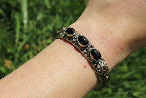 Black Obsidian & 3 Metal Healing Bracelet