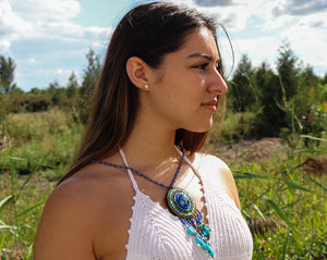 Turquoise Leather Necklace – Eco-Friendly & Handmade in Nepal