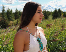 Load image into Gallery viewer, Turquoise Leather Necklace – Eco-Friendly &amp; Handmade in Nepal

