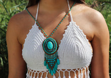 Load image into Gallery viewer, Turquoise Leather Necklace – Eco-Friendly &amp; Handmade in Nepal
