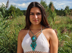 Turquoise Leather Necklace – Eco-Friendly & Handmade in Nepal