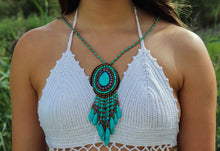 Load image into Gallery viewer, Turquoise Leather Necklace – Eco-Friendly &amp; Handmade in Nepal
