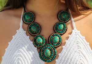 Turquoise Leather Necklace – Eco-Friendly & Handmade in Nepal