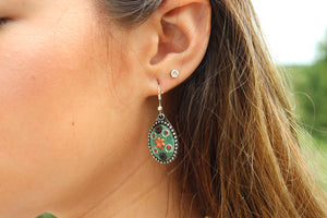 Vintage Mixed Material Necklace & Earrings Set- Green