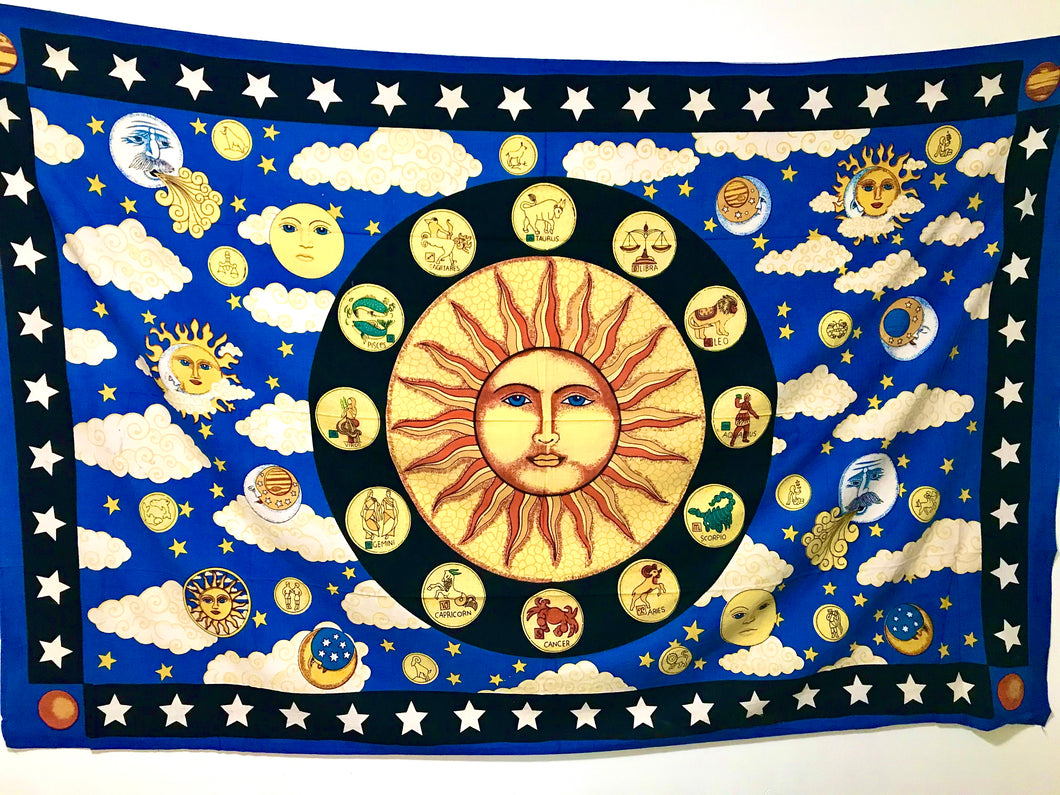 Sun with Zodiacs Style #1 Tapestry/Batik