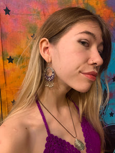 Round Dangly Purple Earrings